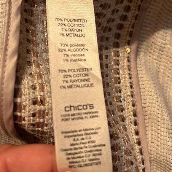 CHICO’S Gold and Cream Blazer.  Size 0 - Picture 6 of 7